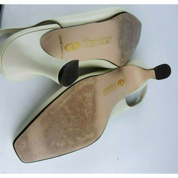 Dexter Slingback Cream Leather Heels Strap - Picture 4 of 5